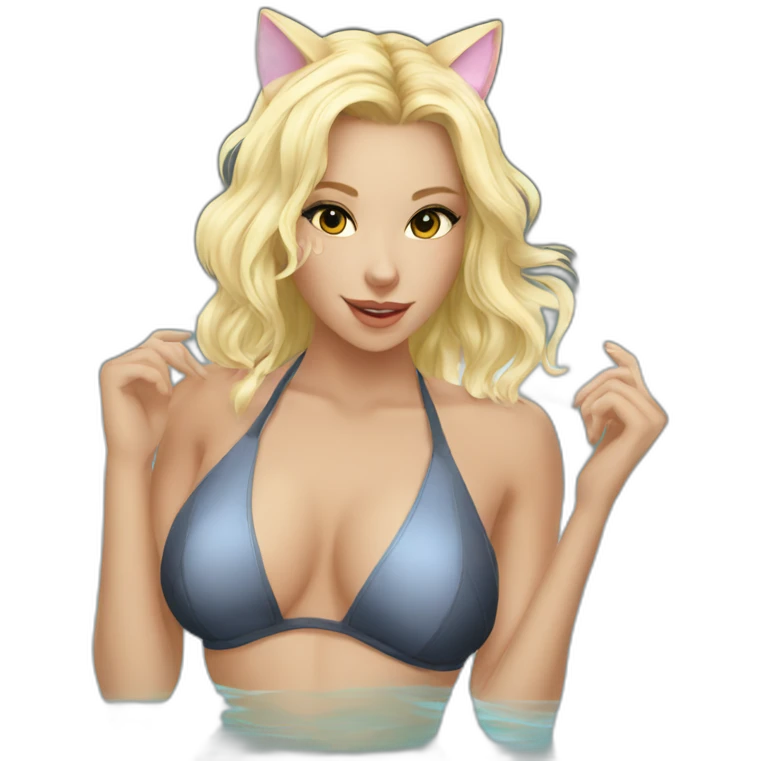 hot catgirl blonde swim emoji