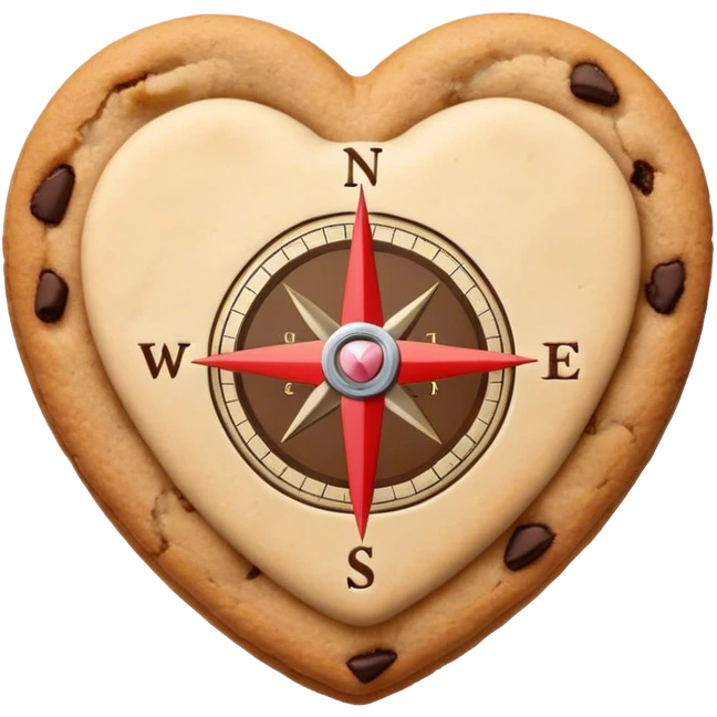 cookie heart with compass emoji