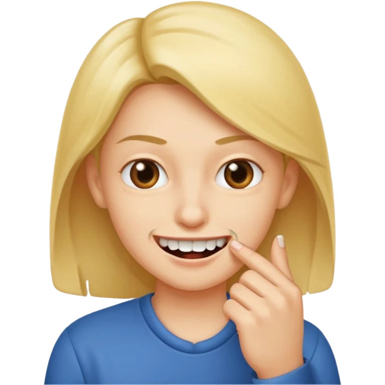 Emoji gêne et content qui mort un seule ongle Et on voit un peu ses dents plus flatter  emoji