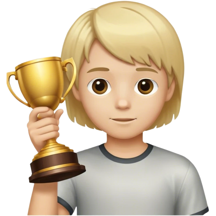 хлопець з блондинистим каре тримає кубок emoji