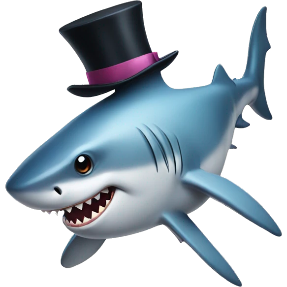 Shark with a top hat emoji