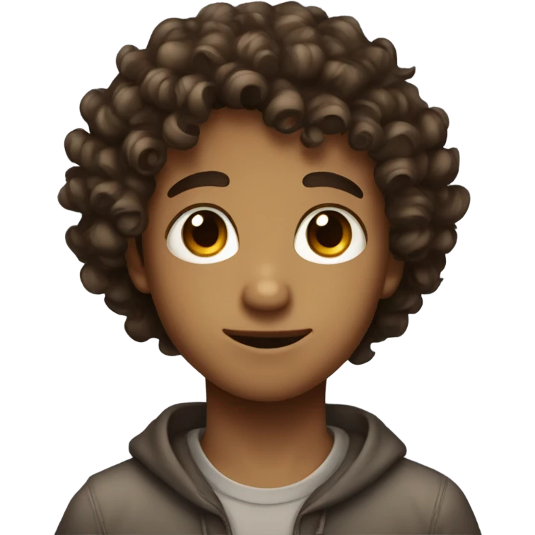 Cute boy with curly hair and brown eyes  emoji