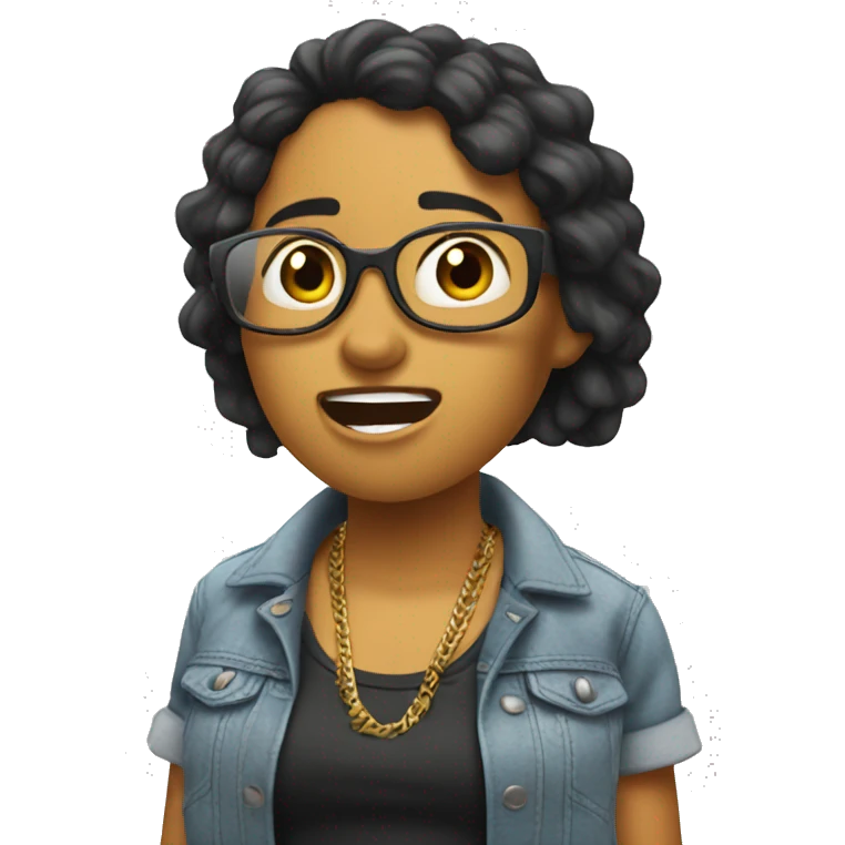 Chica haciendo un rap emoji