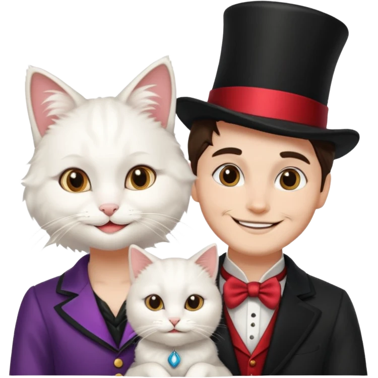 magician couple and their pet cat emoji