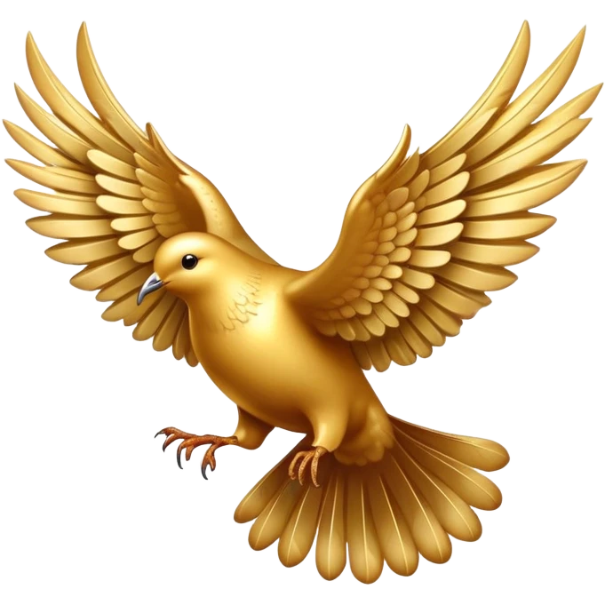 majestic golden dove with gold shimmering wings emoji