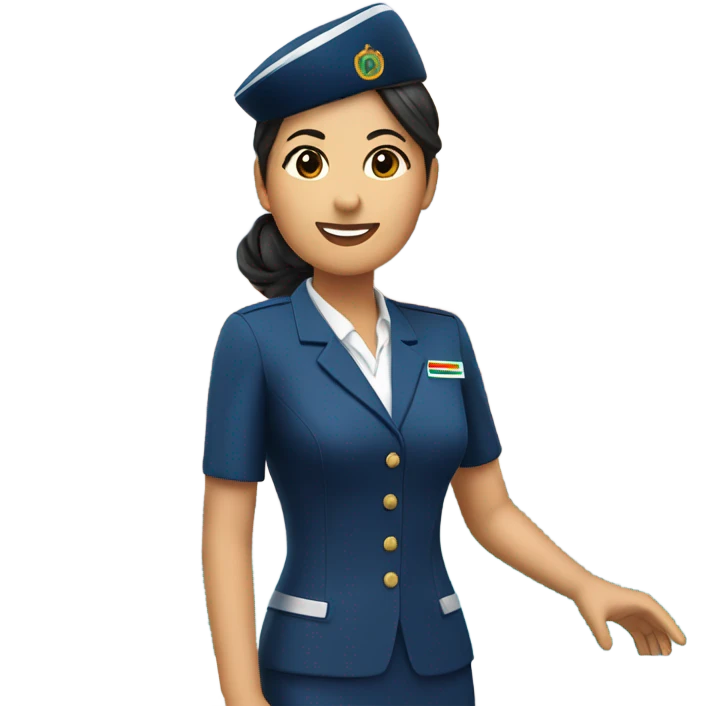 Flight attendant Asian with Italy behind her emoji