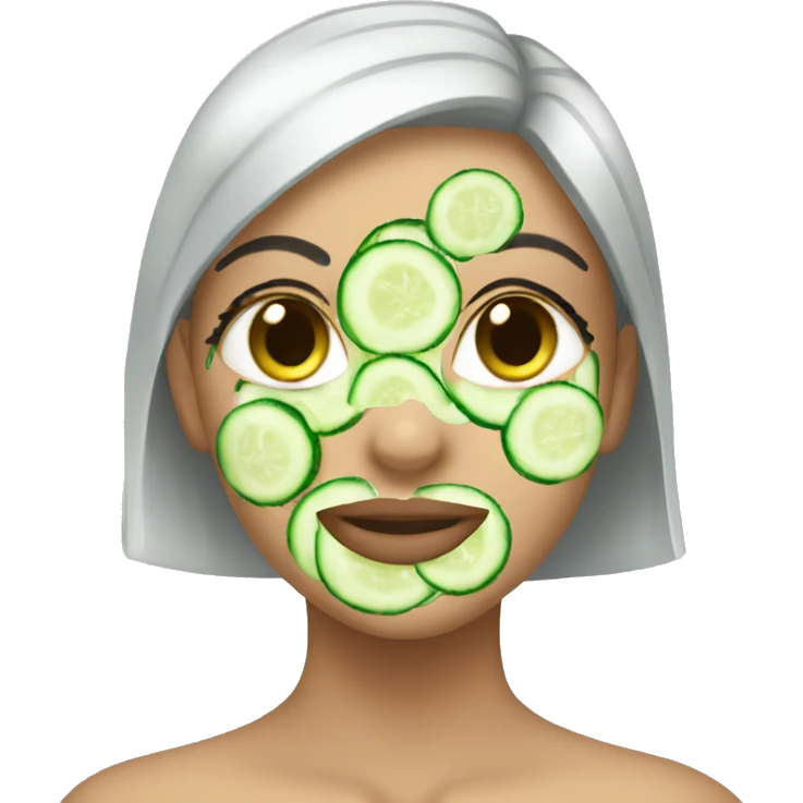 A girl with a cucumber facemask emoji