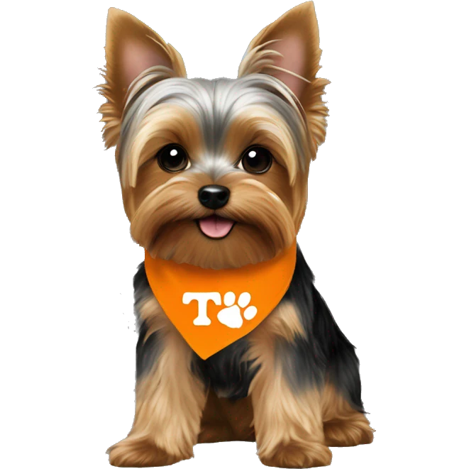 Yorkie dog wearing TN Vols bandana emoji