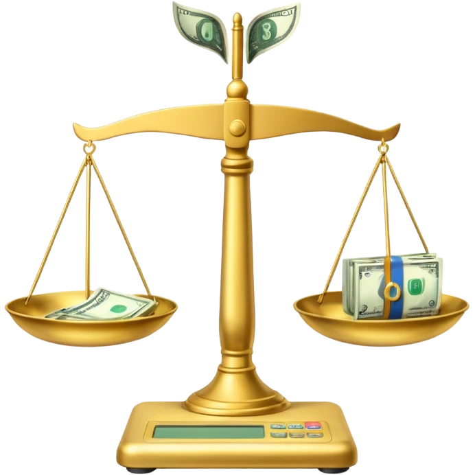 scale with money and AI written on other side emoji