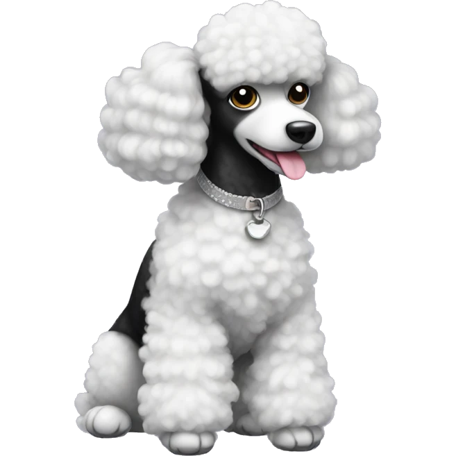 Poodle with black and white fur emoji