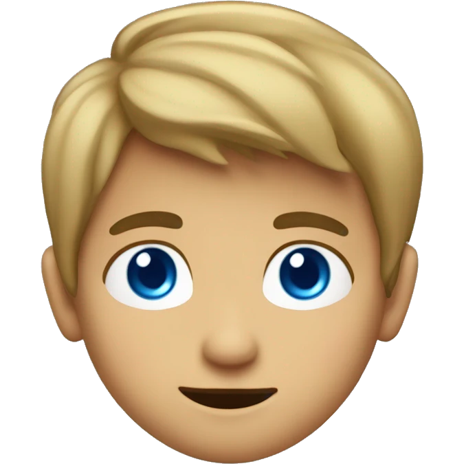Niño rubio con pelo plano y ojos azules emoji