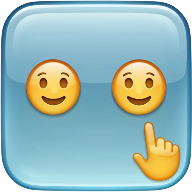 Glossy, transparent glass-style emoji — rounded rectangle, soft reflections, subtle highlights on corners, thin white outline, clean and modern. Transparent background. emoji