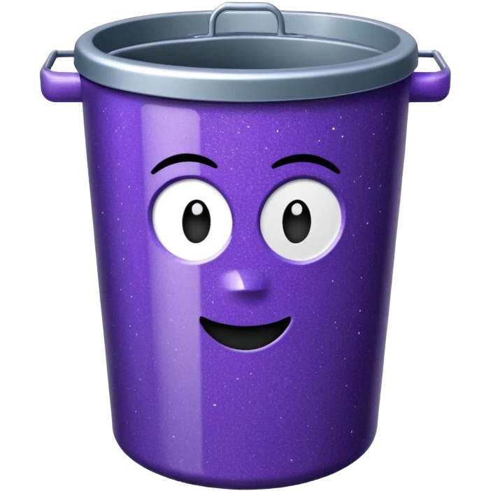 Glitter Purple and Cian  metal rubbish bin emoji