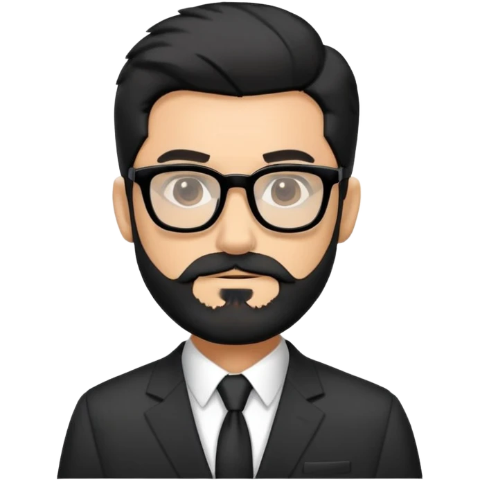 1 man with a fairly charismatic black and gray beard, wearing black glasses and black hair, dressed in a suit emoji