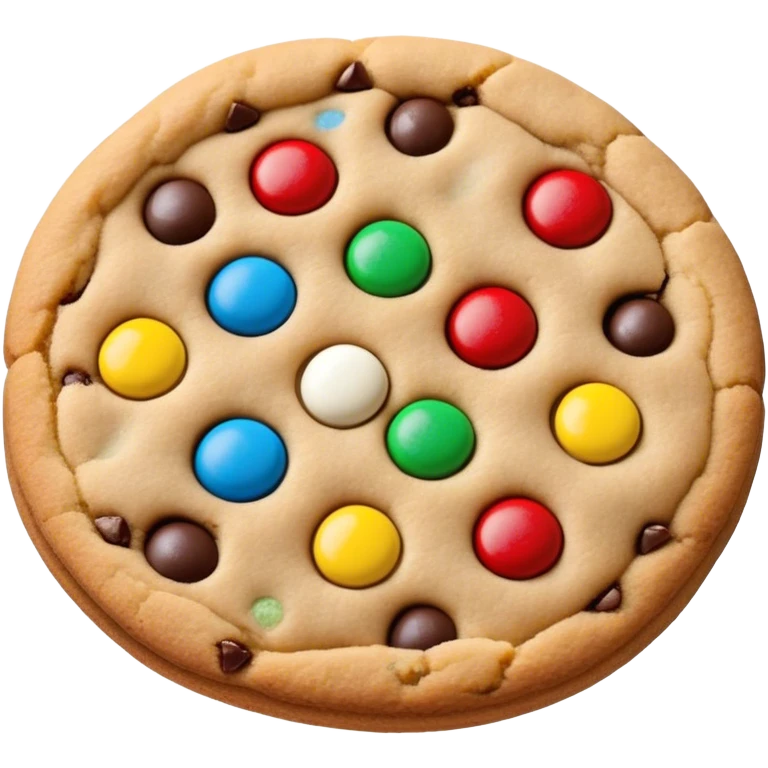 One cookie baked with M&m's  emoji