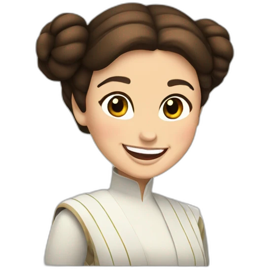 princesa Leia sonriendo dientes emoji