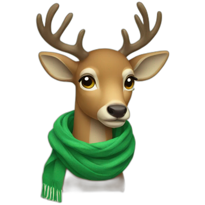 sad deer with green scarf emoji