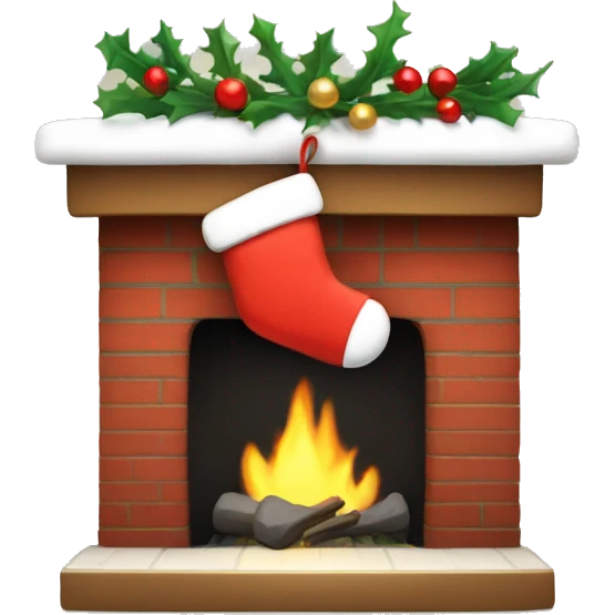 christmas stocking by fireplace emoji