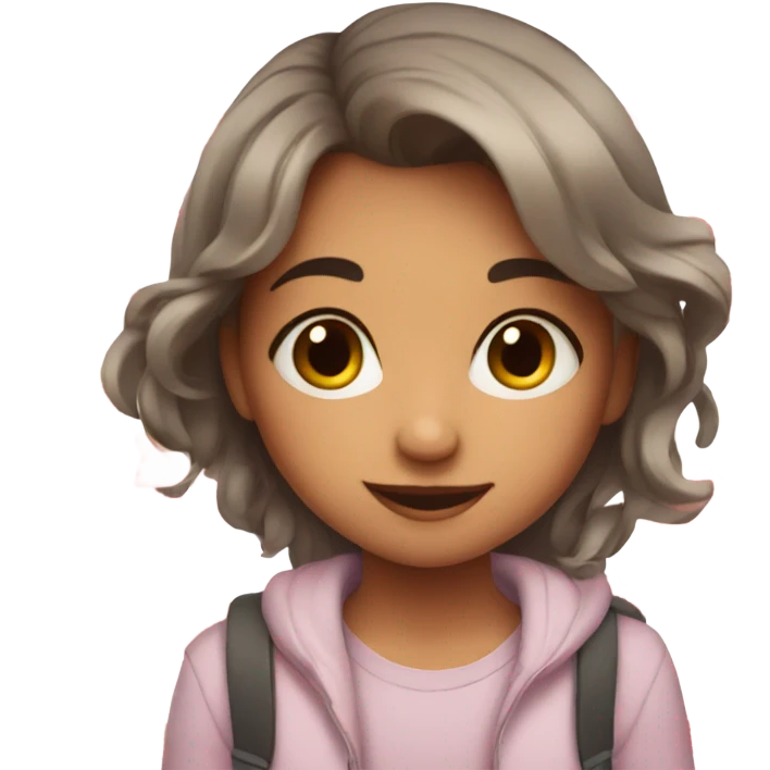 cute girl with hearts emoji