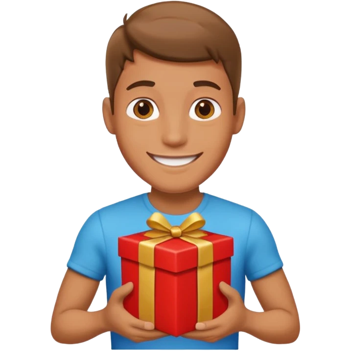 male Person holding a gift very hard emoji