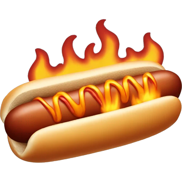 Hotdog with fire emoji