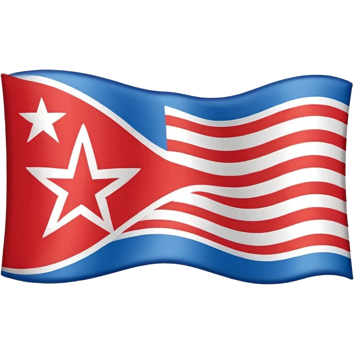 Let's talking about a emoji flag hack combination with Puerto Rico + North Korea emoji flag combination flag hack as a flag image by photo and flag with five red and white stripes, white star with north Korea flag style emoji