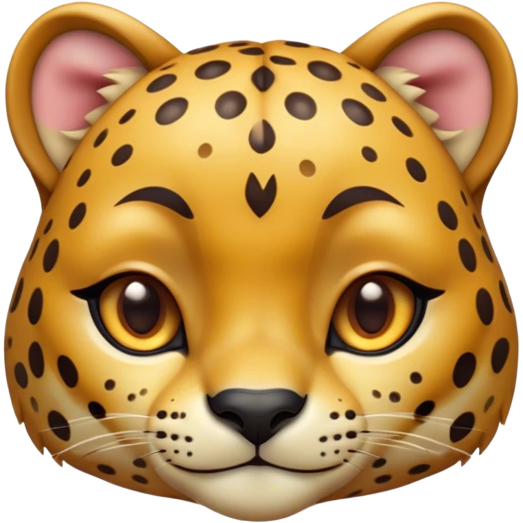 Cinematic Cute Cheetah Portrait Emoji, Head tilted playfully and inquisitively, featuring a glossy, golden spotted Fur with a natural sheen, round, sparkling amber eyes filled with curious mischief, Simplified yet irresistibly adorable features, highly detailed, glowing with a warm, friendly glow, high shine, affectionate and agile, stylized with a touch of savannah whimsy, bright and endearing, soft glowing outline, capturing the essence of a mischievous yet loving cheetah, so playful it feels like it could dash out of the screen and into your arms! emoji