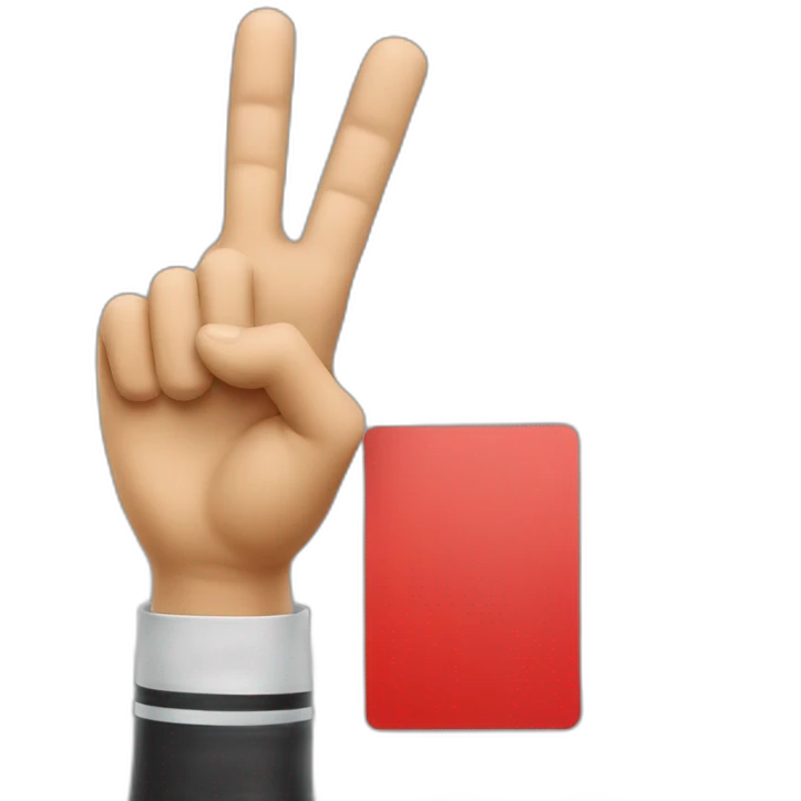 two fingers holding red card like referee emoji