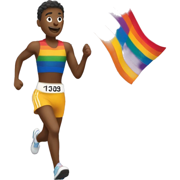runner running holding a pride flag emoji
