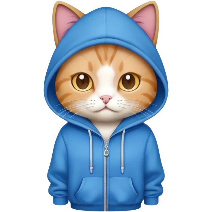 cat wearing blue hoodie emoji