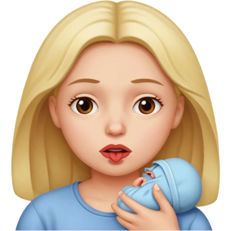 woman thinking of a baby while biting her lip emoji