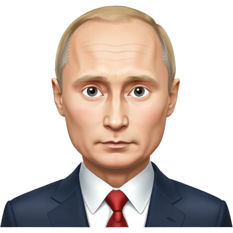 photorealistic emoji style portrait of Vladimir Putin, cool and confident look, round face, realistic details, smooth and polished, neutral background emoji