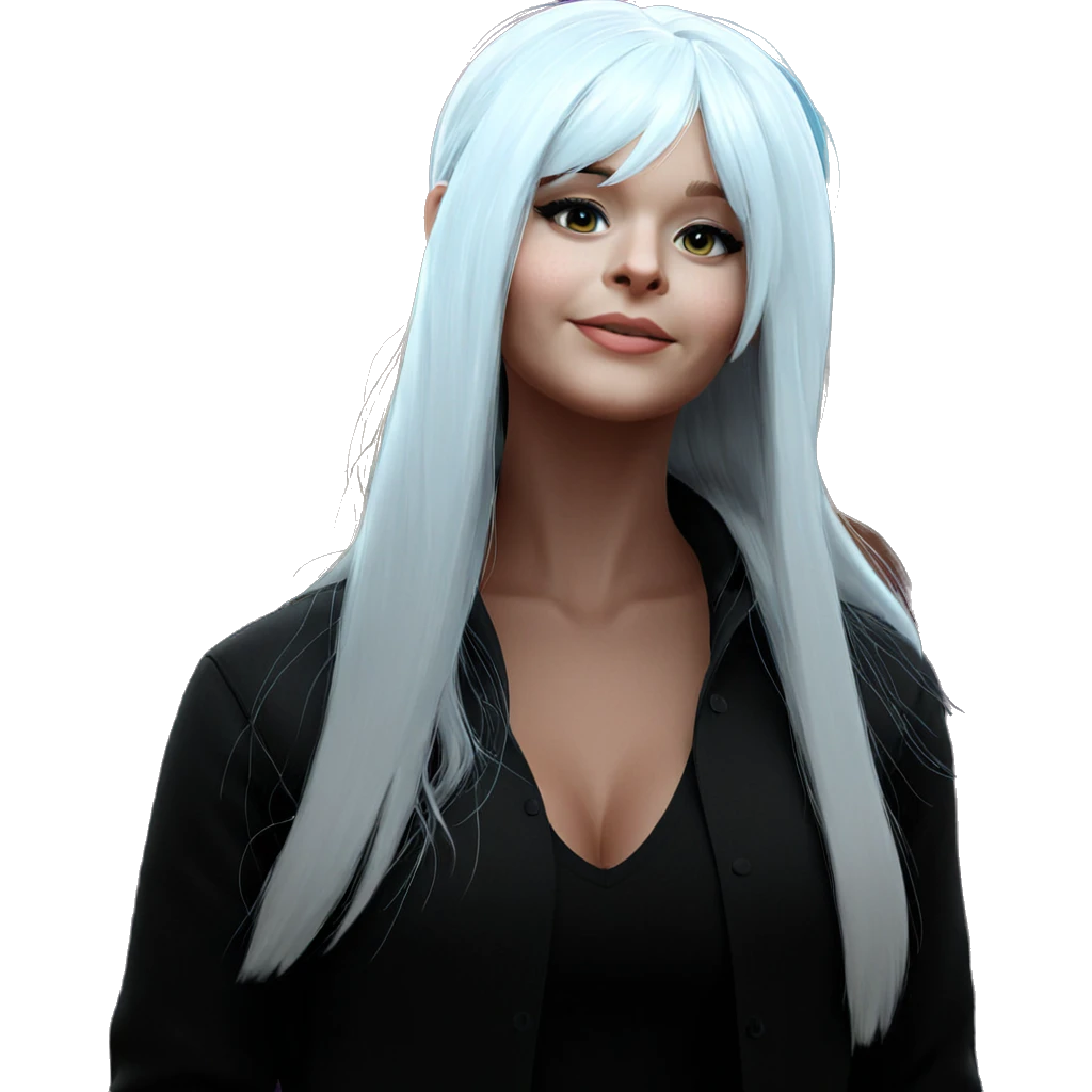 white haired girl staring back emoji