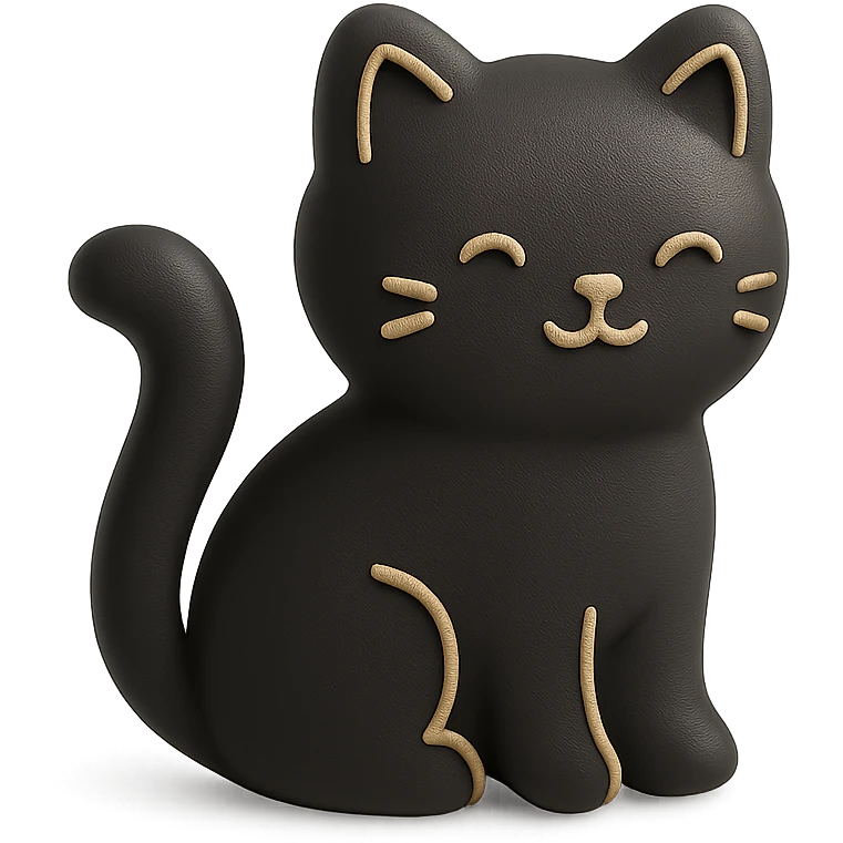 minimalist cat icon with soft matte finish and antique gold details emoji