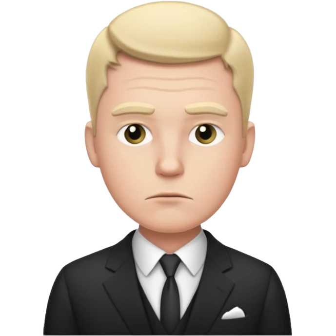 white man in formal suit in thought, in thought, one raised eyebrow emoji