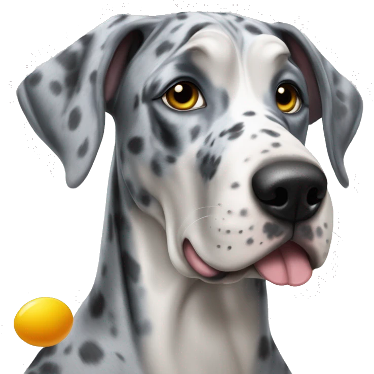 Blue Merle Great Dane eating eggs  emoji