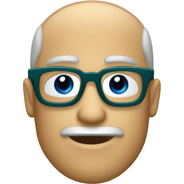 Calvo moreno ojos verdes y marron con gafas azul oscuras emoji