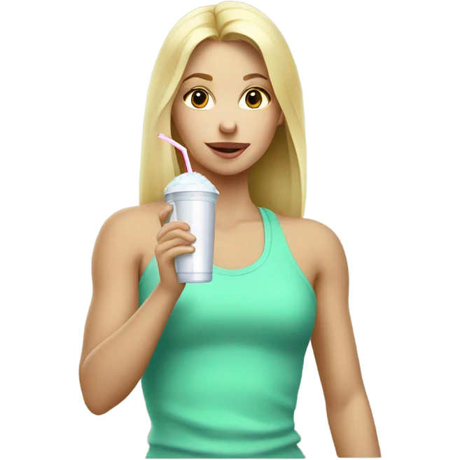 Protein shake blond girl drink mint clothes emoji