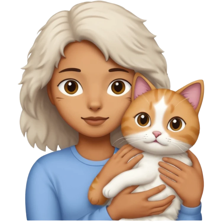 A person holding a cat emoji