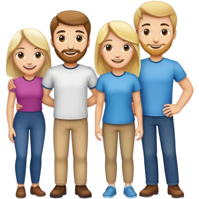 five caucasian people standing together as a team emoji
