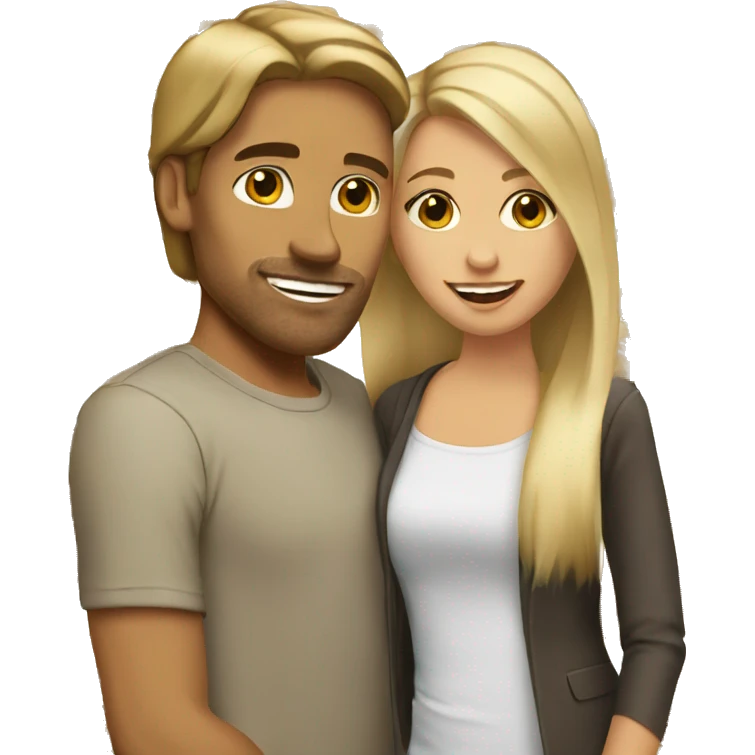 Man with brown short hair tan kiss women wiht blond long Straight hair emoji