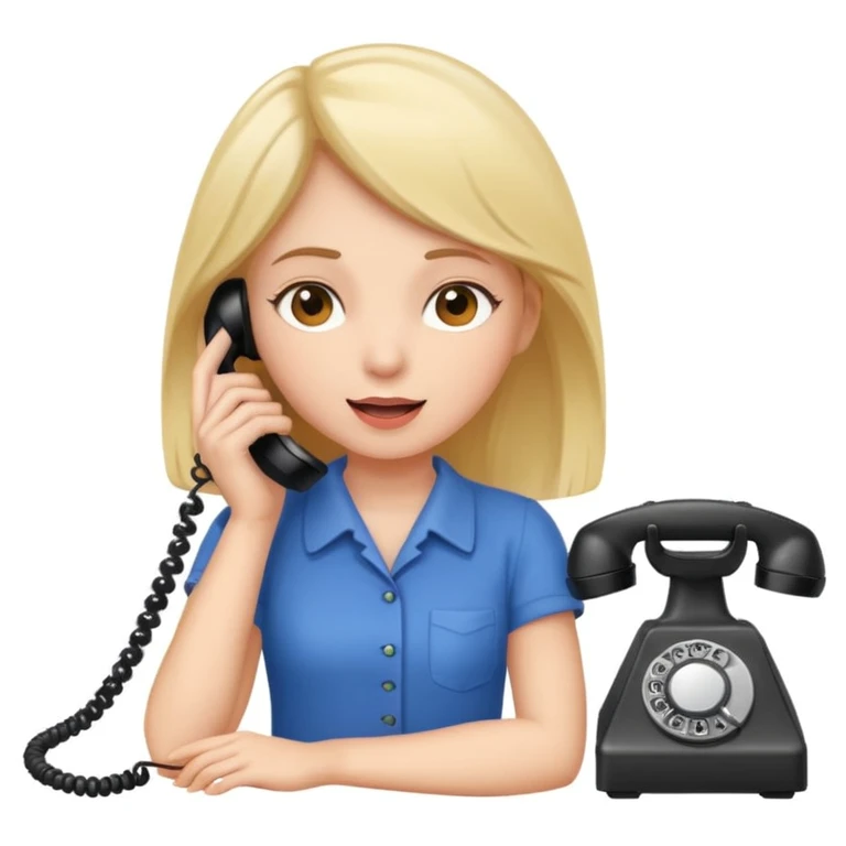 girl talking on telephone in her room emoji