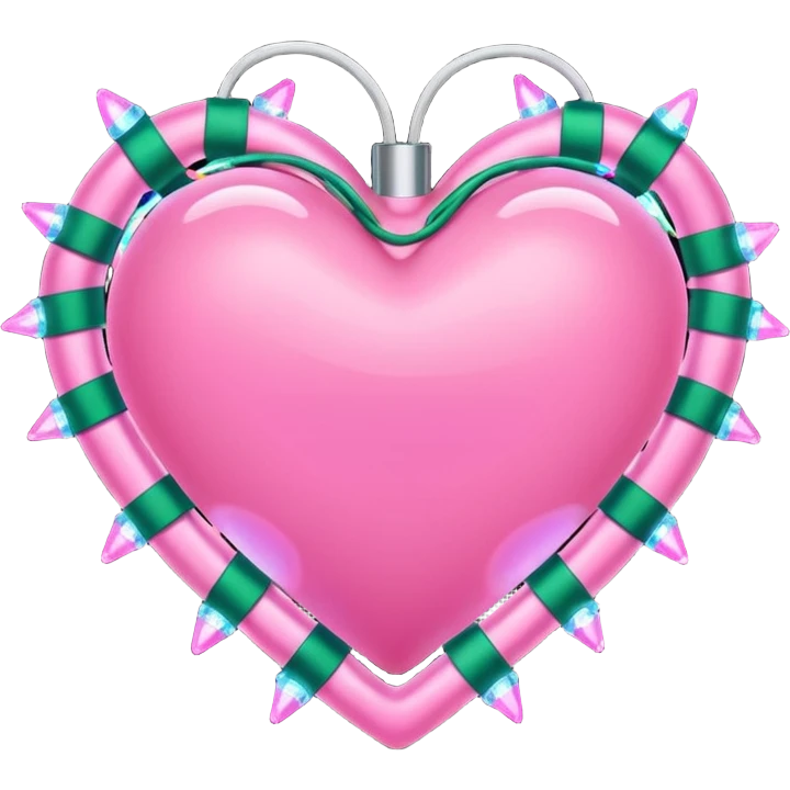 Pink heart wrapped in Christmas lights  emoji