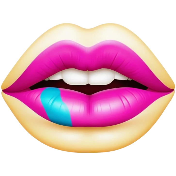 A psychedelic-colored lipstick kiss mark. emoji