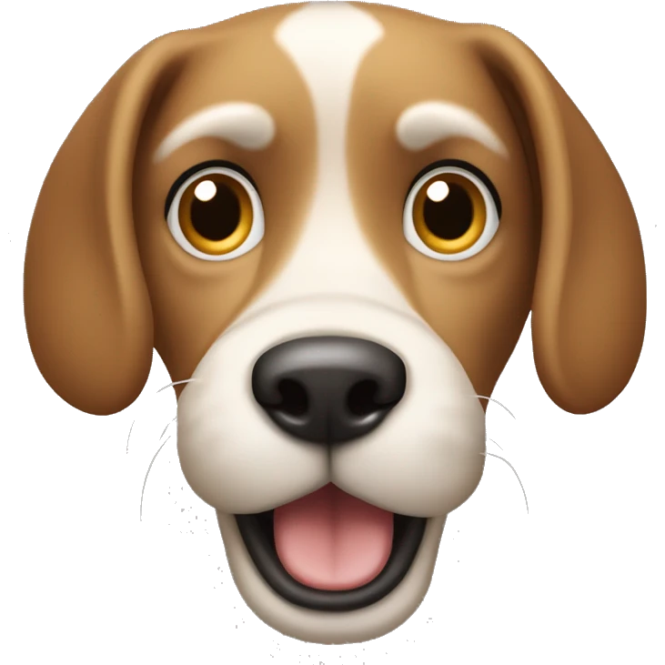 Light brown cartoon dog with long dark brown ears, big nose, rectangular white shout, round eyes, and bushy eyebrows  emoji