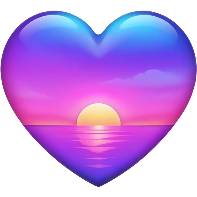 Pink heart with purple and blue sunset in heart emoji