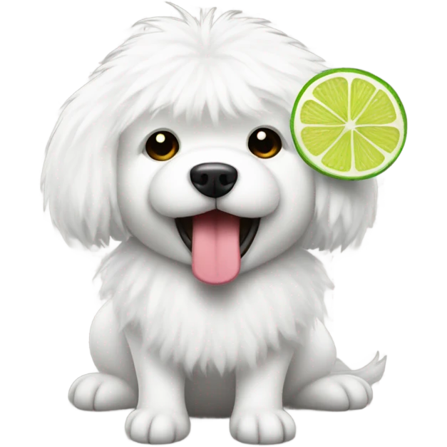 White fluffy dog with a margarita  emoji