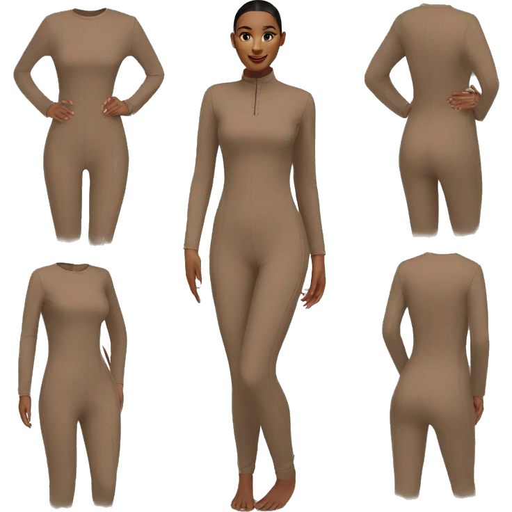 Brown long sleeve closed neck corrective jumpsuit emoji