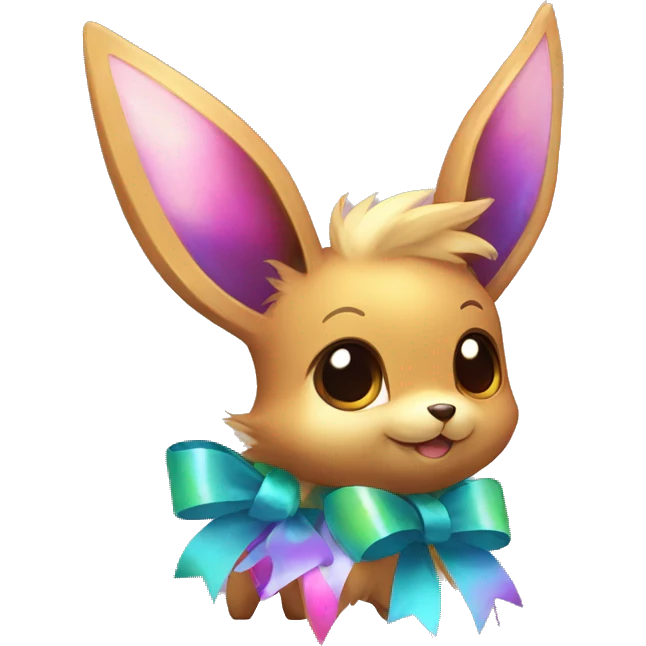 Shiny colorful Eevee with ribbons emoji