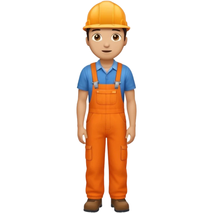 engineer orange overalls standing full body emoji